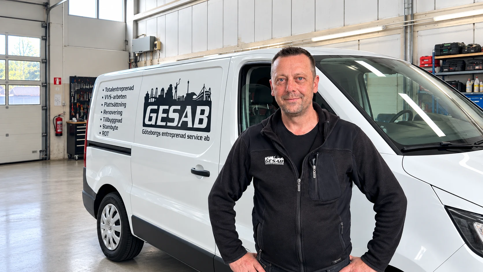 Armin framför GESAB:s servicebil